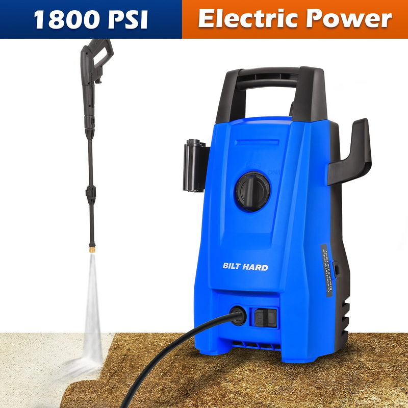 Electric Pressure Washer, 1800 PSI 1.7 GPM Power Washer, Ultra Compact, Lightweight, with 2 Spray Nozzles, 20 Ft Hose, 35 Ft Power Cord, Foam Cannon, for Cleaning Cars, Driveway, Fencing