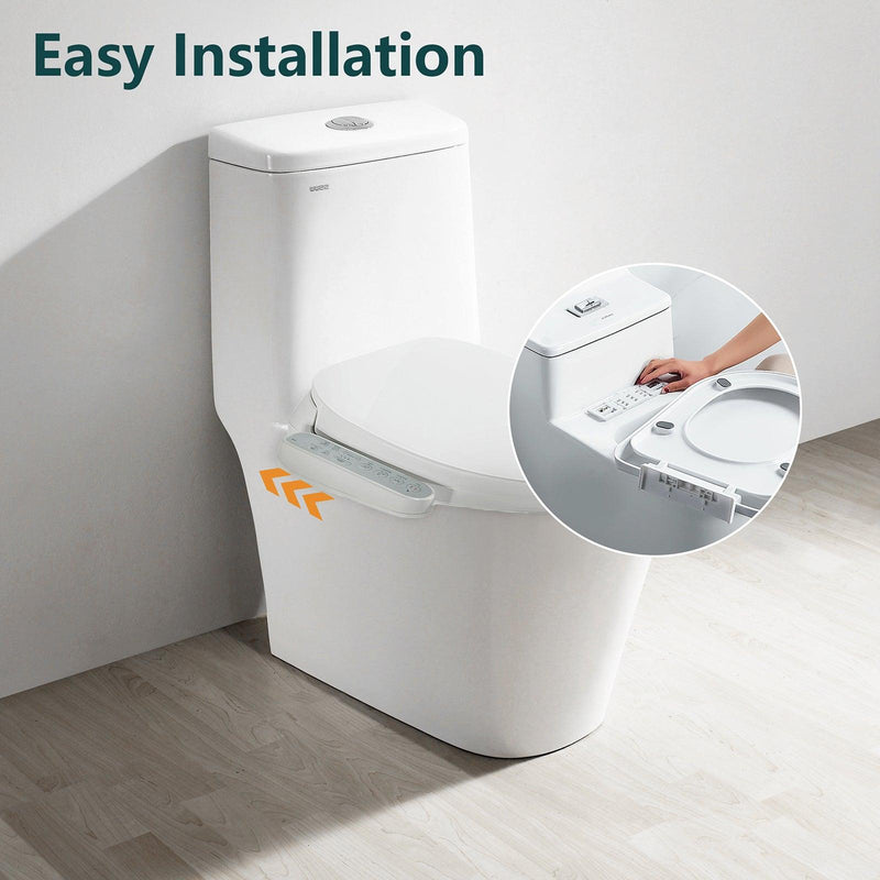 Smart Heated Bidet Toilet Seat with Self-Cleaning Nozzle, Warm Air Dryer and Temperature Controlled