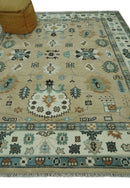 Hand knotted Peach, Ivory and Gray 8x10 Oriental Oushak wool area rug by The Rug Decor