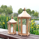 17''&24'' H Wood Metal Hexagon Candle Holder Decorative Hanging Lanterns(Set of 2) by JHY DESIGN