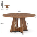 Round Dining Table for 4, 47" Wooden Kitchen Table Farmhouse Dinner Table