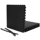 12 Pieces Puzzle Interlocking Flooring Mat with Anti-slip and Waterproof Surface-Black by LJGDeals