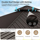 12 x 12 Feet Double-Roof Patio Hardtop Gazebo with Galvanized Steel Roof Netting and Curtains-Coffee by LJGDeals