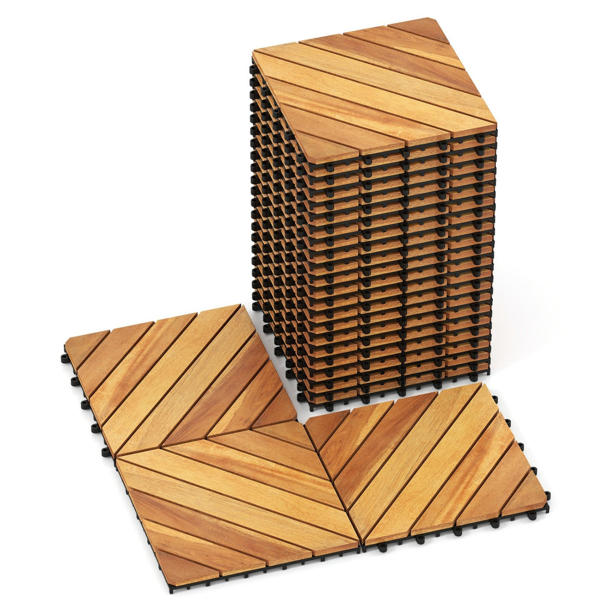 Acacia Wood Interlocking Deck Tiles 12x12 Inch - 48 Pack, photo 3 of 8