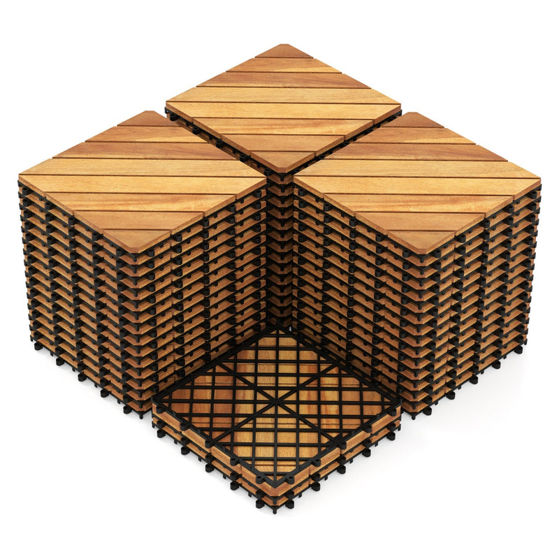 Acacia Wood Interlocking Deck Tiles 12x12 Inch - 48 Pack, photo 4 of 8