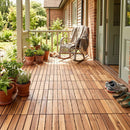 Acacia Wood Interlocking Deck Tiles 12x12 Inch - 54 Pack by DirectDeals
