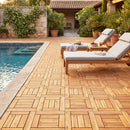 Acacia Wood Interlocking Deck Tiles 12" x 12" - Natural by DirectDeals