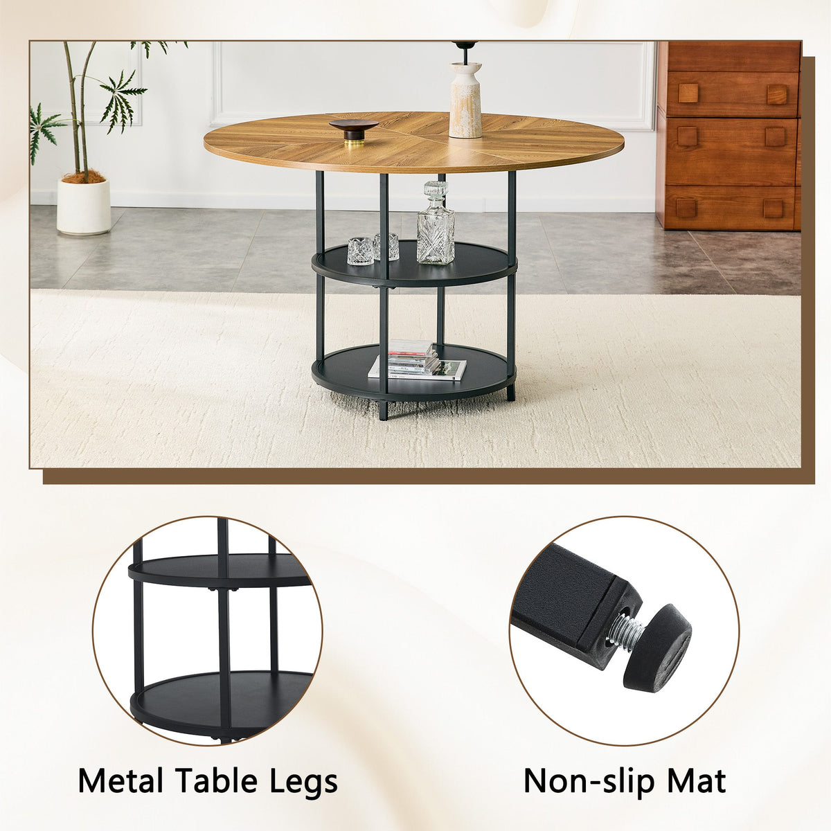 47.3-Inch Diameter Modern Splicing Circular Dining Table, photo 7 of 10