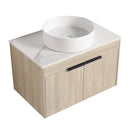 30" Modern Design Float Bathroom Vanity With Ceramic Basin Set, Wall Mounted White Oak Vanity With Soft Close Door, KD-PackingD-Packing Pieces