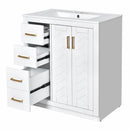 Ceramic Sink Combo, Freestanding Vanity Set With 3 Drawers & Soft Closing Doors by HouseOfZazla