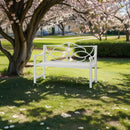 Outdoor Garden Patio Bench With Backrest And Armrest, Slatted Seat For Park, Yard & Porch, Balcony, Accommodates 2 - 3 People - White by HouseOfZazla