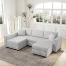 106.3" U-Shaped 4-Person Sofa with Ottoman