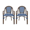 Bistro Chair With 2 Toned Checkered Pattern, (Set of 2) - White / Navy