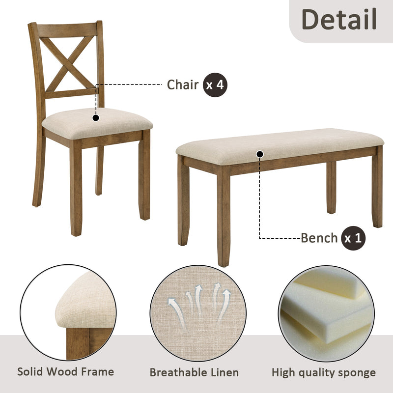 Oak Finish 6-Piece Dining Table Set, photo 6 of 10