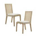 Dining Chair With Synthetic Cane Back And Upholstered Seat (Set of 2) - Natural by HouseOfZazla