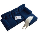 83" Modern Sectional Sofas Couches Velvet L Shaped Couches for Living Room, Bedroom, Blue