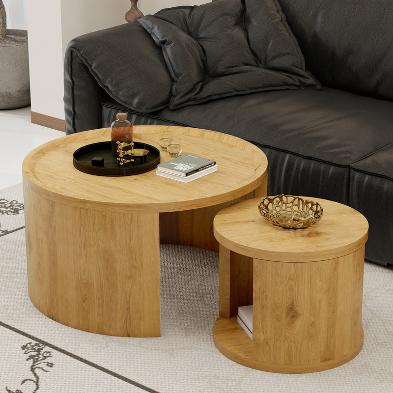 Round Nesting Coffee Table Set of 2