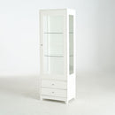 Modern Upholstered Glass Display Cabinet With Adjustable LED Light - White by HouseOfZazla