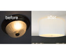 16"W Moderne Flush Mount Conversion Kit White Linen Drum Lampshade by LampsUSA