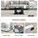 A rectangular modern and fashionable coffee table with tempered glass tabletop and black MDF legs. Suitable for living room.47.2"x25.5"x18"
