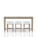 Glass Console Table With 3 Stools - Frosted