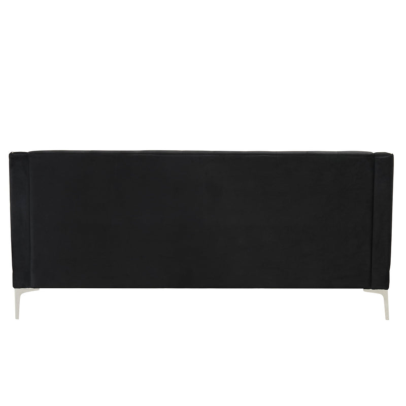 78" Modern Sofa Dutch Plush Upholstered Sofa with Metal Legs, Button Tufted Back Black