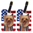 USA American Flag with Yorkie Luggage Tag