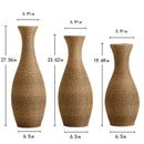 3 Piece Artificial Rattan Floor Vase Set Decorative Accent For Living Room, Hallway & Entryway, Ideal For Dried Or Silk Flower Arrangements - Beige by HouseOfZazla