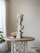 Round Wooden Dining Table With Ornate Cut Out Base - Brown / Antique White by HouseOfZazla