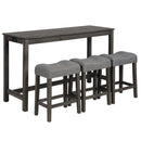 4 Piece Bar Table Set with Power Outlet, Bar Table Set with Chairs, Sofa Bar Table with Stools, Behind Couch Table with 3 Padded Stools, for Living Room, Dining room, Dark Gray by Montret