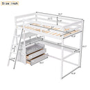 Modern Loft Bed With Built In Desk, Shelves, And 2 Drawers by HouseOfZazla