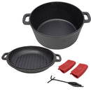 3 In 1 Pre-Seasoned Cast Iron Dutch Oven, 5 Quart with Silicone Handles by HouseOfZazla