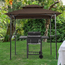 Outdoor Grill Gazebo With Double Tier Soft Top Canopy, Steel Frame, Bar Counters & Hook by HouseOfZazla