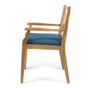 7-Piece Acacia Wood Outdoor Dining Set with Blue Cushions by HouseOfZazla