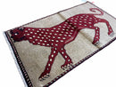 3 X 5 Handmade Hand-Knotteed New Vintage Rug Quality Wool Leopard Burgundy Beige