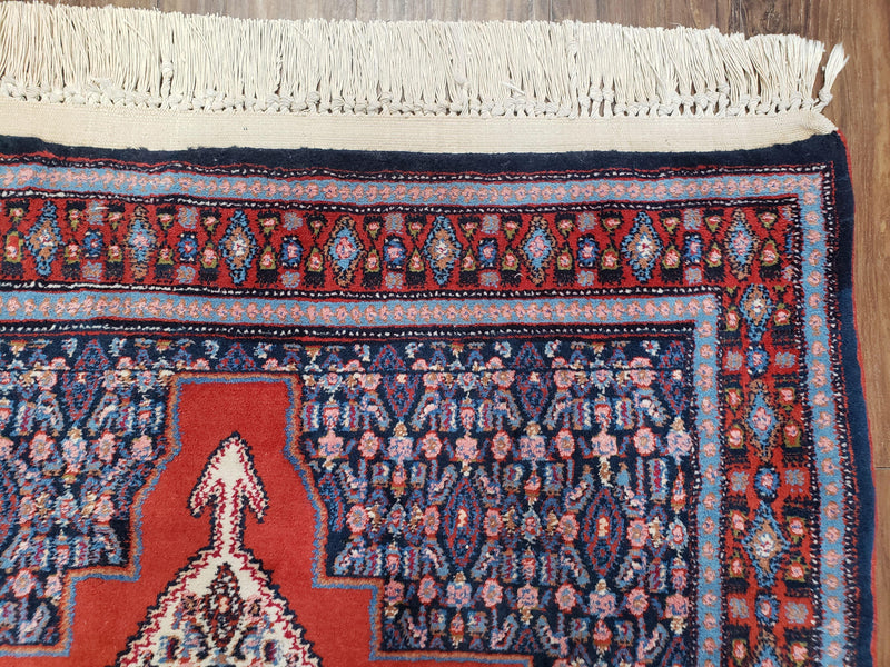 4x6 Western Kurdistan Kurdish Carpet Senneh Wool Area Rug Veg Dyes Red Blue Nice