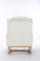 Teddy Fabric Rocking Chair With Packet Wood Legs - Ivory by HouseOfZazla