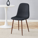 Luxury Simple Chair (Set of 4) Linen Cotton High Resilience Dining Chair With Metal Color Leg - Black / Walnut by HouseOfZazla