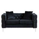 Wide Sofa With Jeweled Buttons Square Arm, 2 Pillows by Unique Piece Furniture
