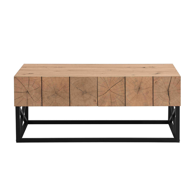 43.31" Luxury Coffee Table with Two Drawers, Industrial Coffee Table for Living Room, Bedroom & Office