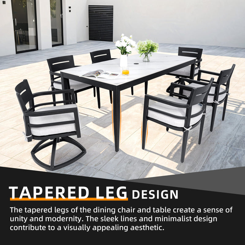Modern 7PC Outdoor Patio Aluminum Dining Set, photo 2 of 10