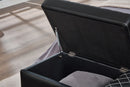 56.7" Bed Bench with Storage Black Leather