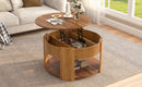 Vibe Haus Farmhouse Round Lift Top Coffee Table with Hidden Storage