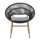 Cyril - Outdoor Patio 7 Piece Dining Set With Wicker Chairs And Table - Dark Gray / Teak