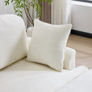 L-Shaped Sectional Sofa With Removable Ruffled Skirt, Flared Arms, Ottoman - White by HouseOfZazla