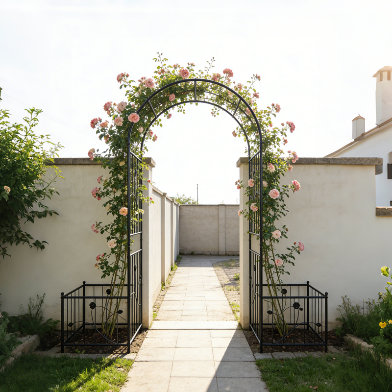 Metal Garden Arch with Two Plant Stands, photo 7 of 10