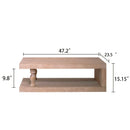 Rustic Solid Wood Coffee Table With Open Shelf, Modern Farmhouse Design - Light Natural / Natural by HouseOfZazla