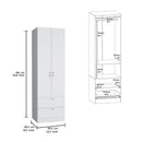 Armoire Wardrobe 76" H, Hanging Rod, 2 Drawers, 1 Shelf