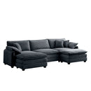 Oversized Modular Cushioned Sofa with Conversible Ottoman
