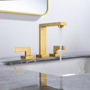 8 inch Widespread Bathroom Faucet Matte Black Bathroom Faucets for Sink 3 Hole Brass 2 Handle Lavatory Square Faucet Modern rv Bathroom Faucets